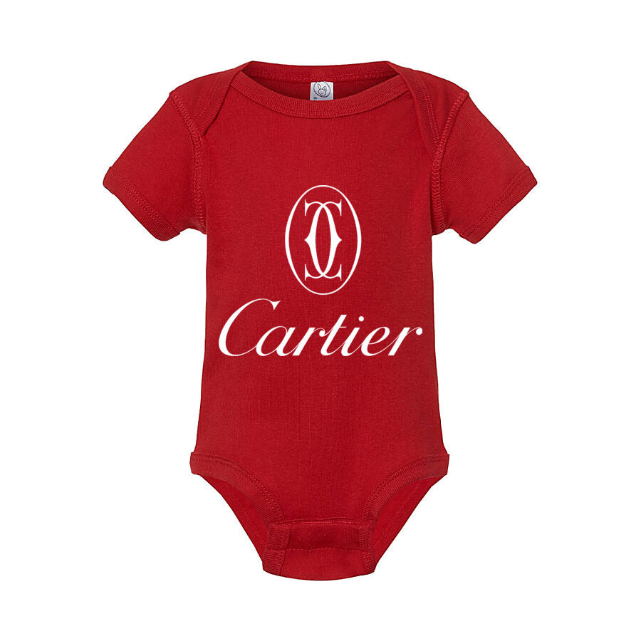 Cartier White Logo Baby Romper Onesie - Red