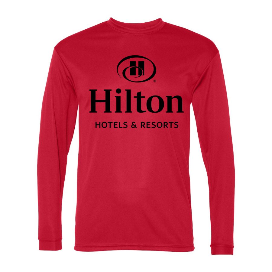 Men's Hilton Polyester Long Sleeve T-Shirt - Red