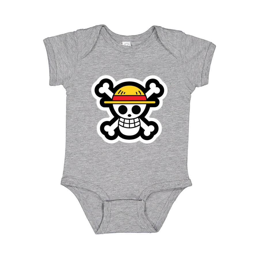 Straw Hat Luffy Baby Romper Onesie - Gray