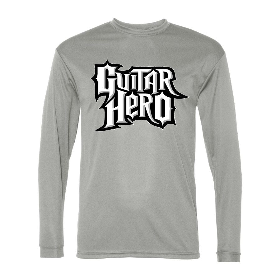 Men's Guitar Hero Polyester Long Sleeve T-Shirt - Silver