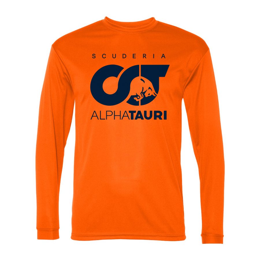Men's Scuderia AlphaTauri Polyester Long Sleeve T-Shirt - Safety Orange