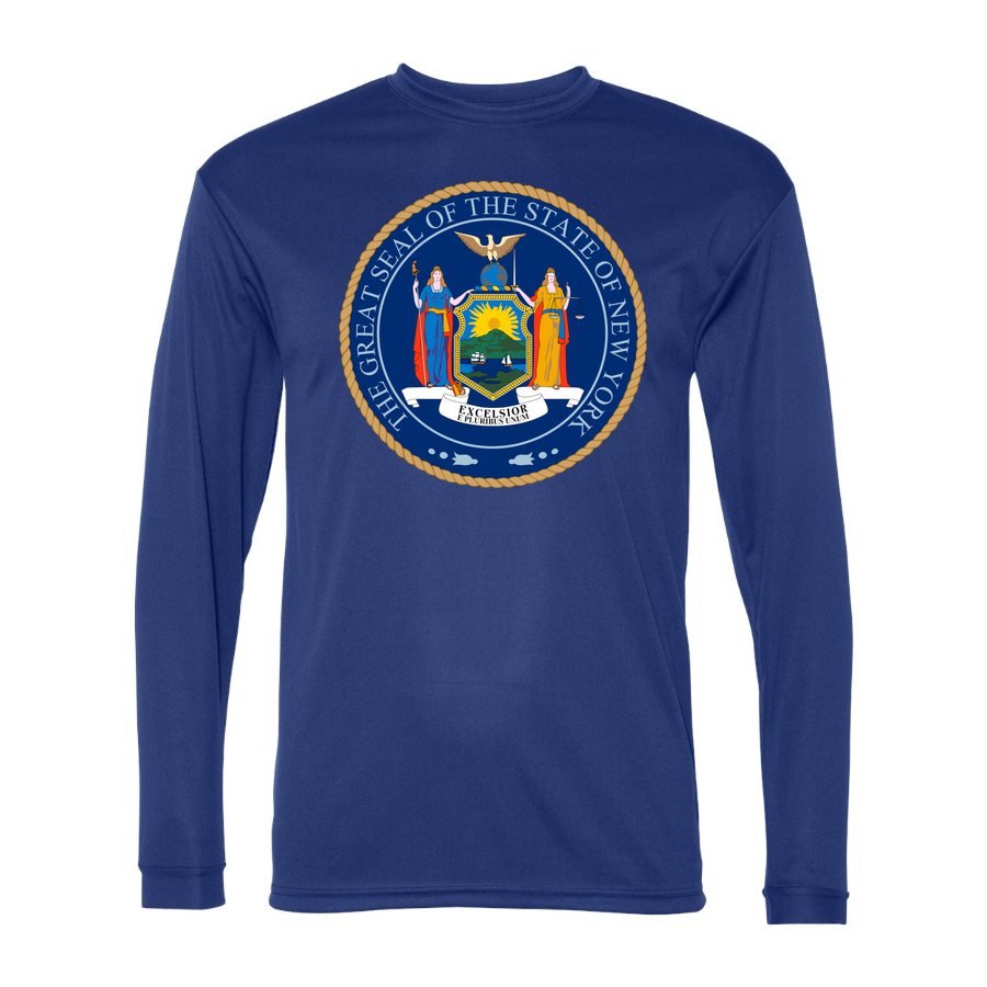 Men's New York Polyester Long Sleeve T-Shirt - Royal Blue