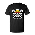 Men's StrawHat Luffy Cartoon Cotton T-Shirt - Black