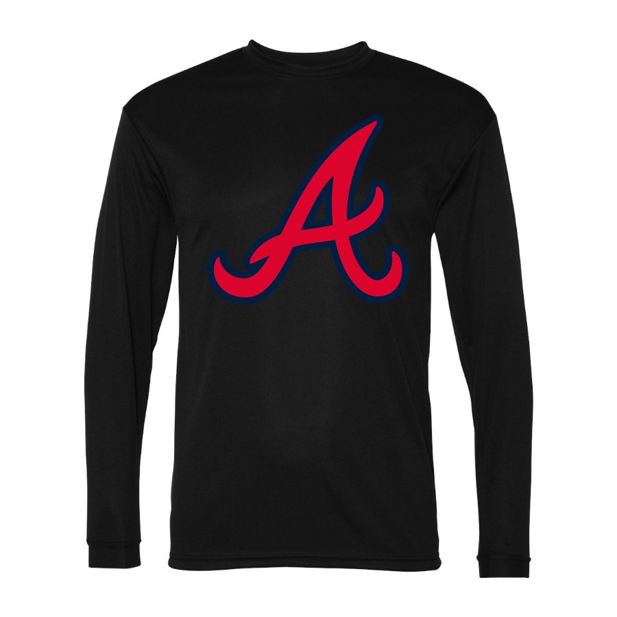 Men's Atlanta Braves Polyester Long Sleeve T-Shirt - Black