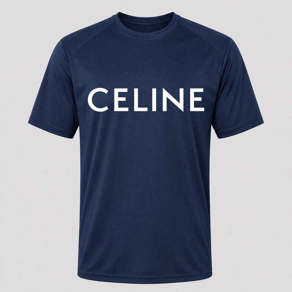 Men's Celine White Performance T-Shirt - Navy