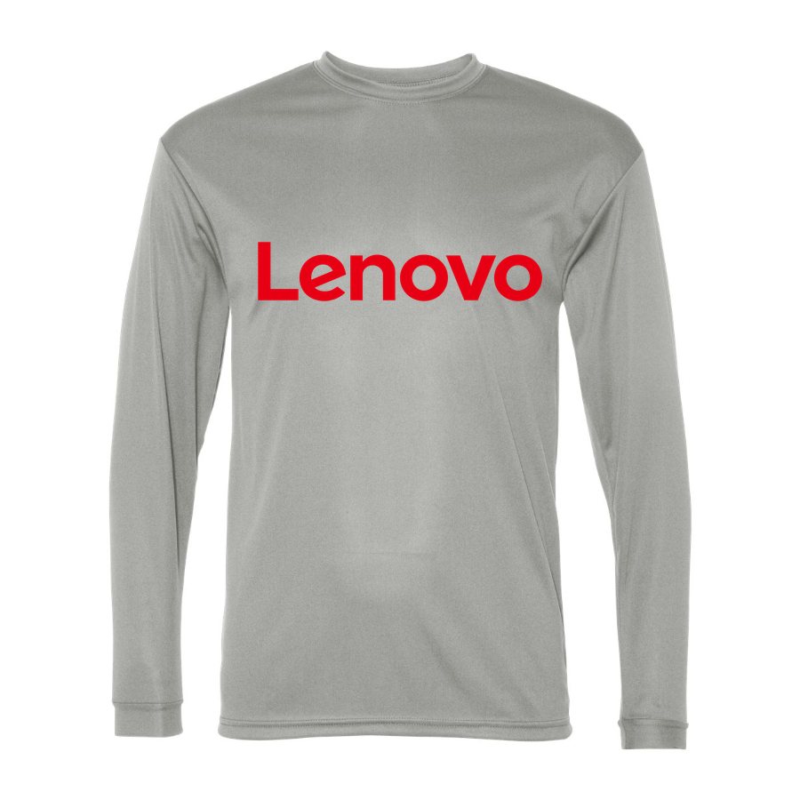 Men's Lenovo Polyester Long Sleeve T-Shirt - Silver