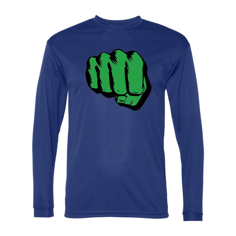 Men's Hulk Punch Polyester Long Sleeve T-Shirt - Royal Blue