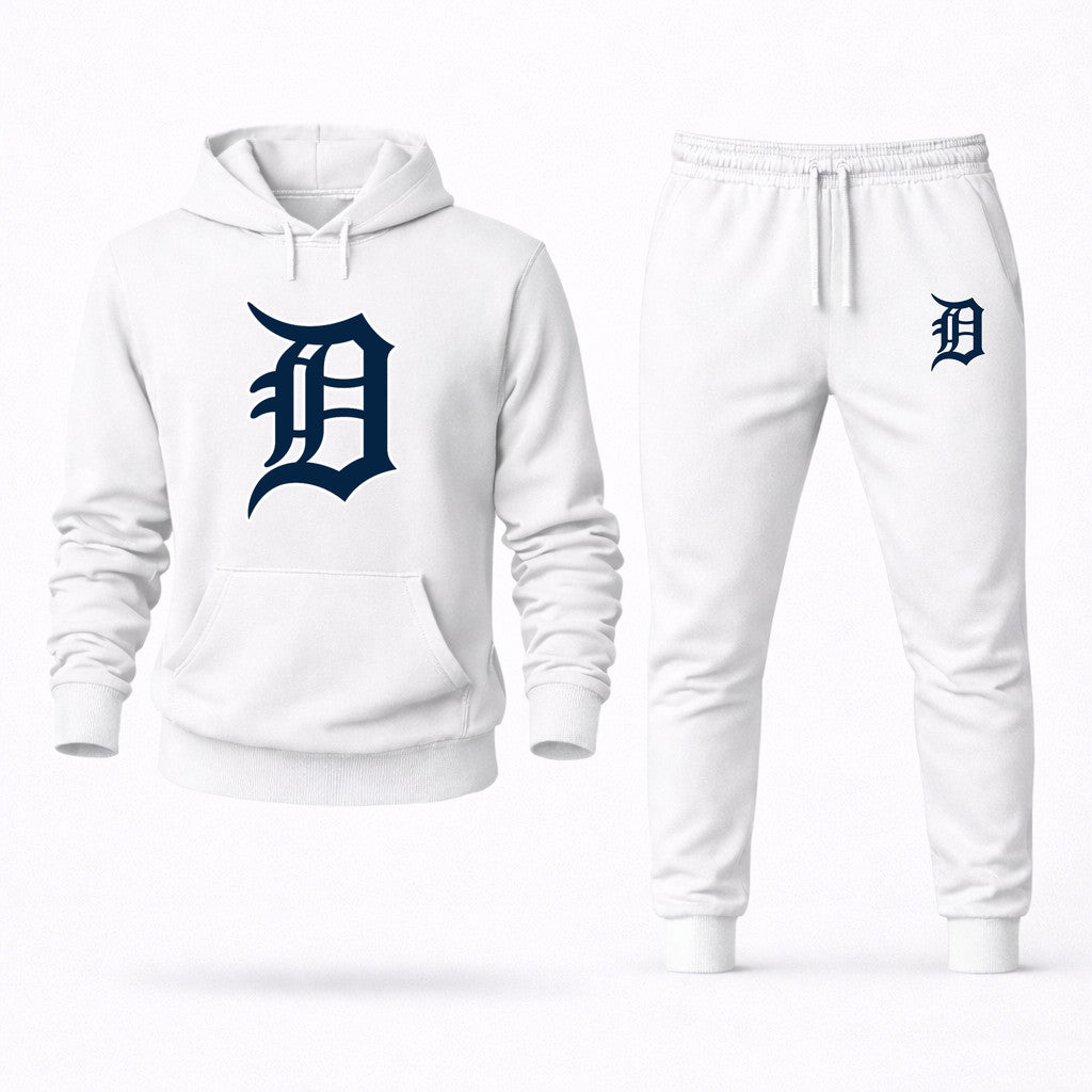 Detroit Tigers Hoodie and Joggers Set - White