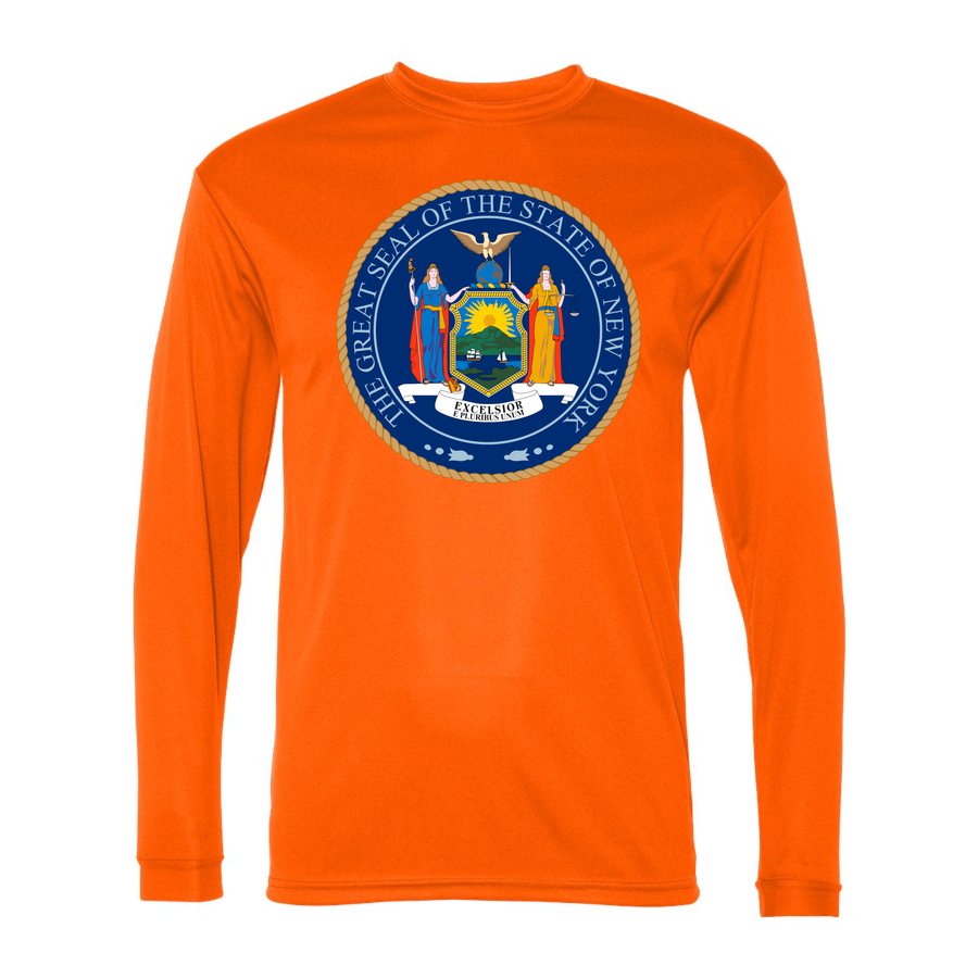 Men's New York Polyester Long Sleeve T-Shirt - Safety Orange