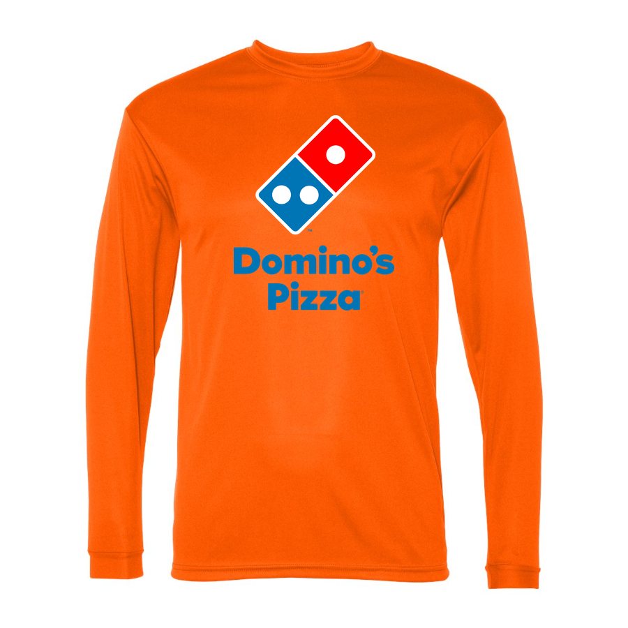 Men's Domino's Pizza Polyester Long Sleeve T-Shirt - Safety Orange