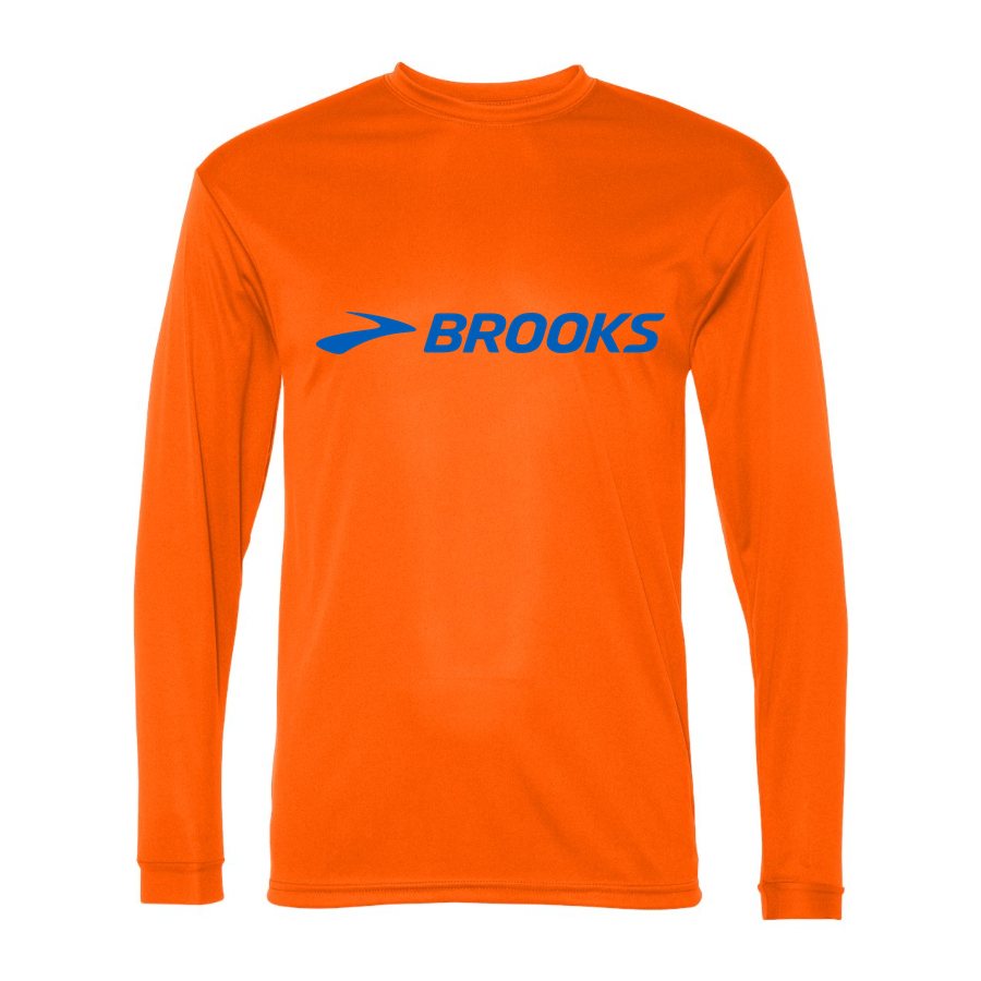 Men's Brooks Polyester Long Sleeve T-Shirt - Safety Orange