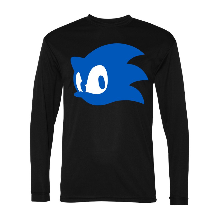 Men's Sonic Polyester Long Sleeve T-Shirt - Black