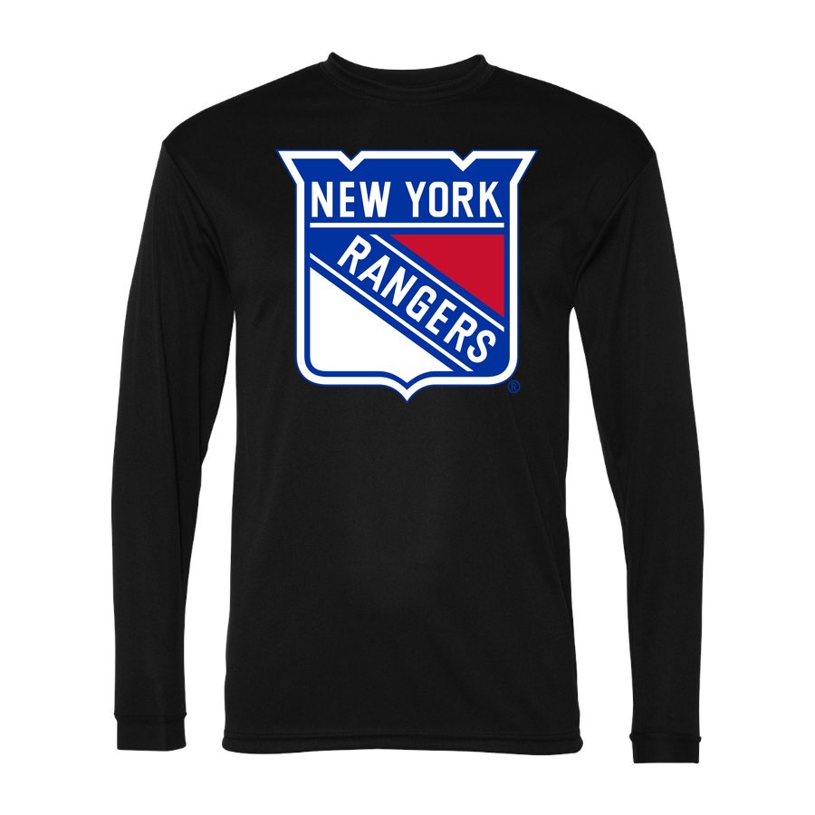 Men's New York Rangers Polyester Long Sleeve T-Shirt - Black