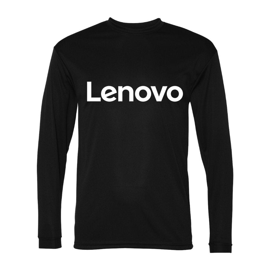 Men's Lenovo White Polyester Long Sleeve T-Shirt - Black
