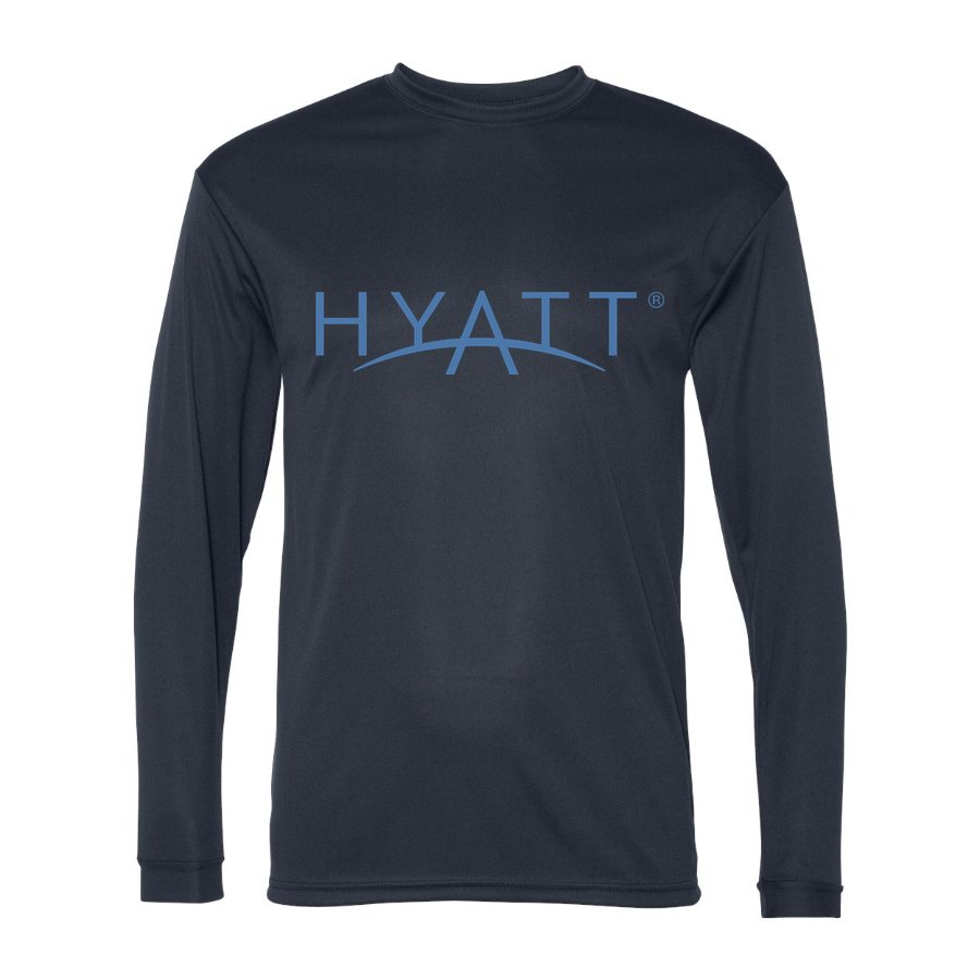 Men's Hyatt Polyester Long Sleeve T-Shirt - Navy