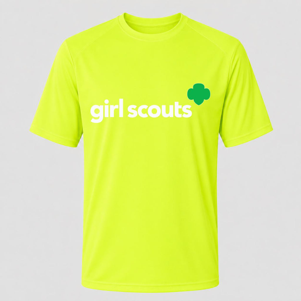 Men's Girl Scouts White Performance T-Shirt - Safety Green