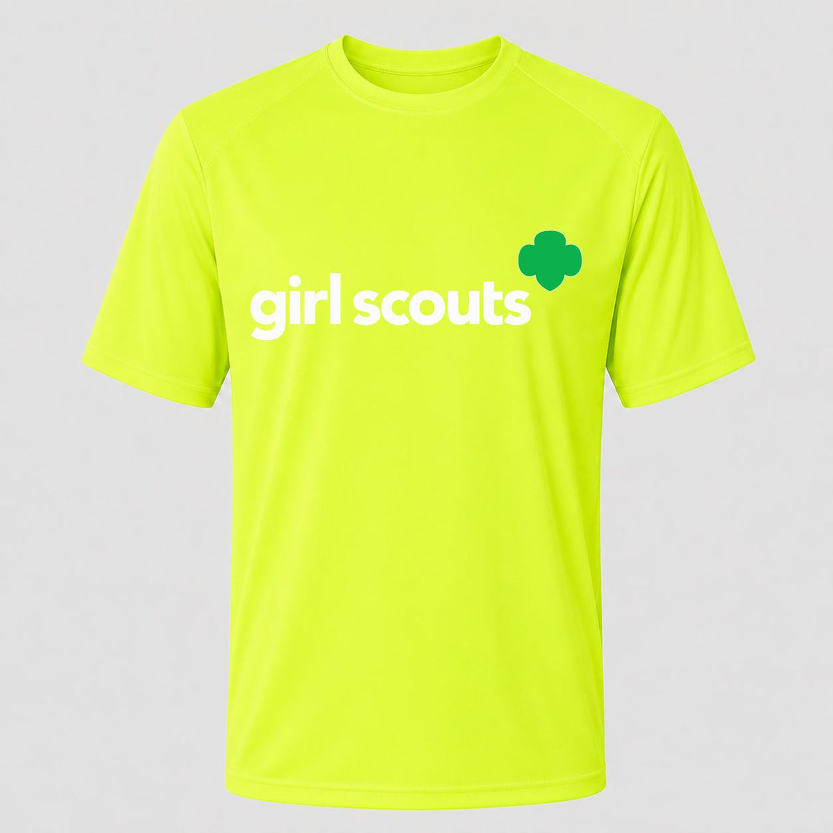 Men's Girl Scouts White Performance T-Shirt - Safety Green