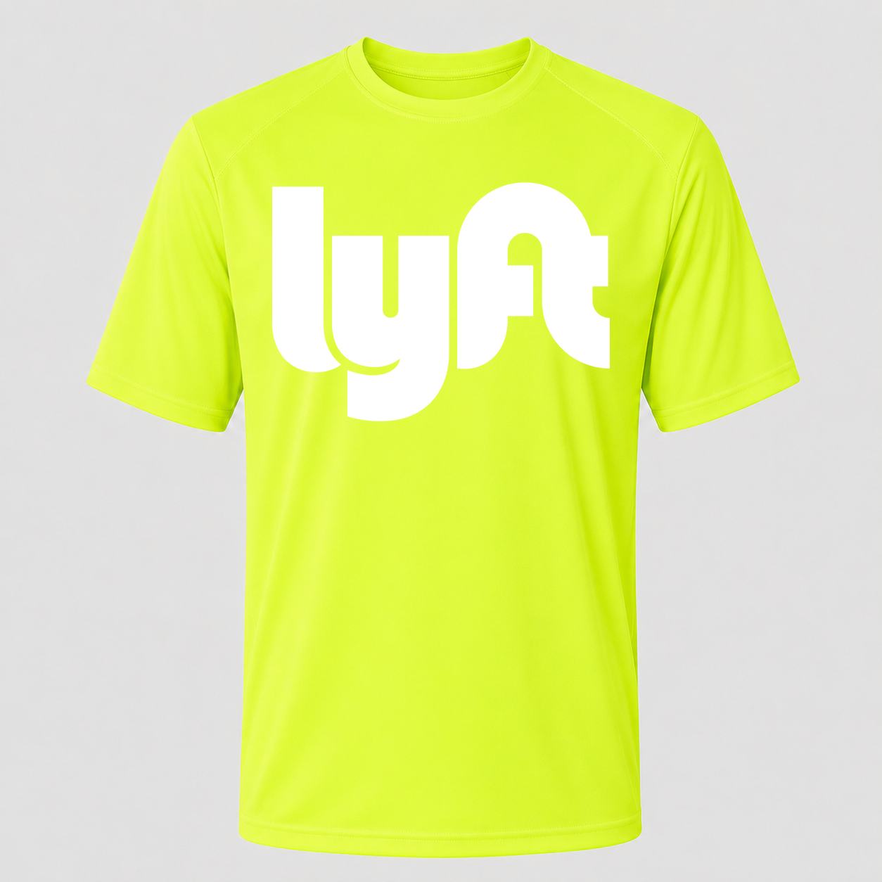 Men's Lyft White Performance T-Shirt - Safety Green
