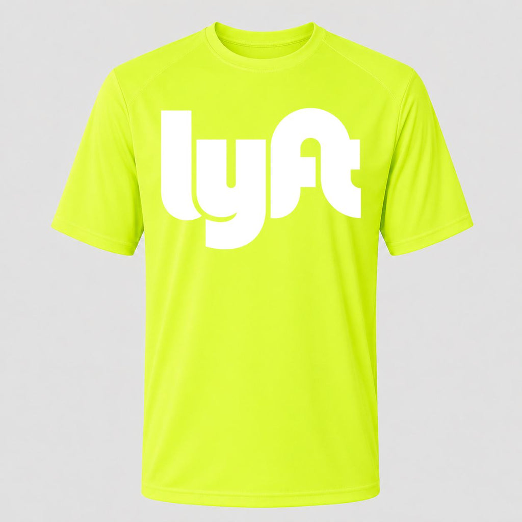 Men's Lyft White Performance T-Shirt - Safety Green