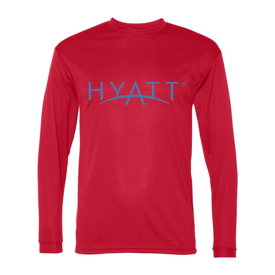 Men's Hyatt Polyester Long Sleeve T-Shirt - Red