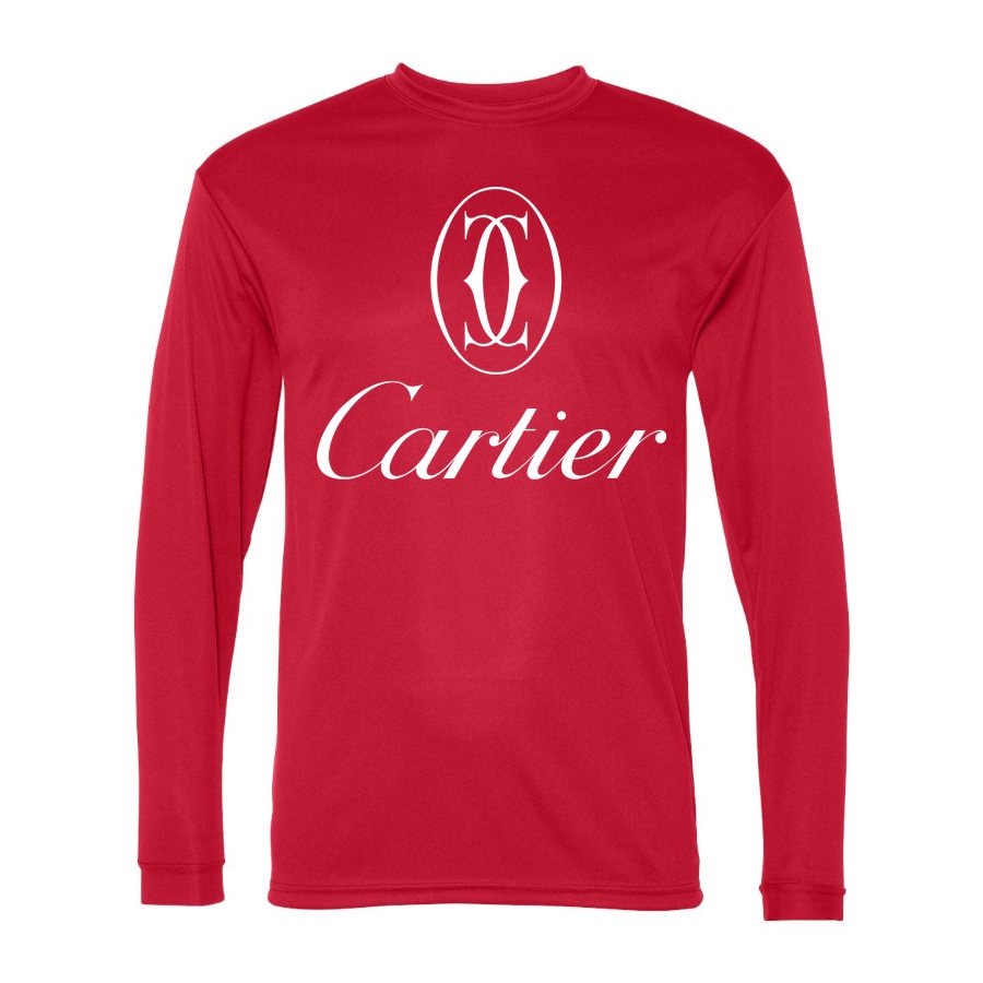 Men's Cartier White Logo Polyester Long Sleeve T-Shirt - Red