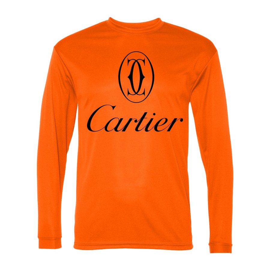 Men's Cartier Black Logo Polyester Long Sleeve T-Shirt - Safety Orange