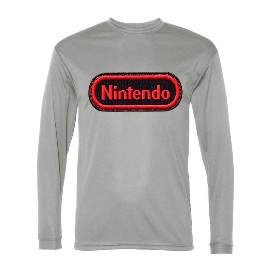 Men's Nintendo Embroidery Polyester Long Sleeve T-Shirt - Silver