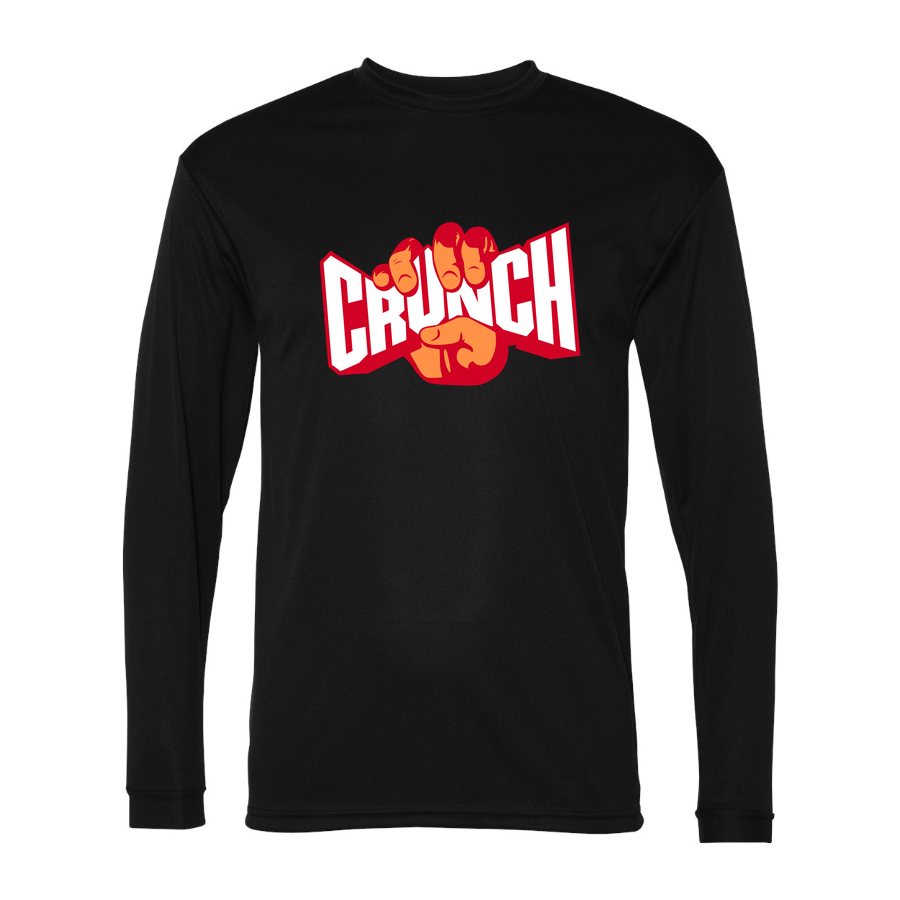Men's Crunch Fitness Polyester Long Sleeve T-Shirt - Black