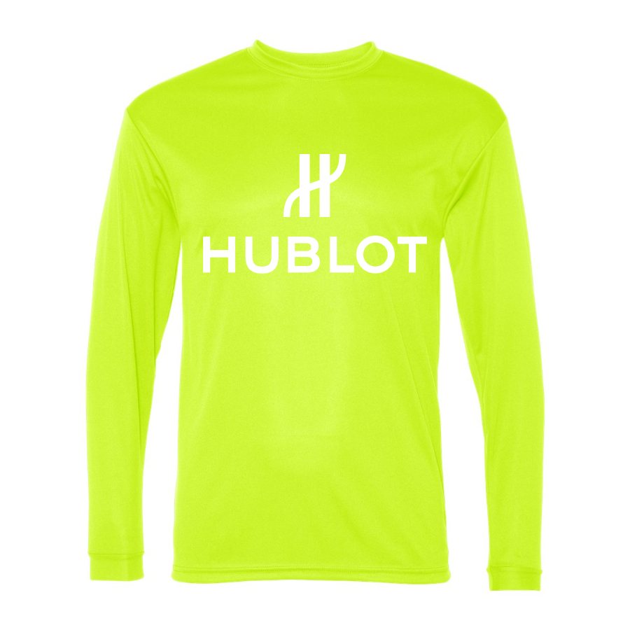 Men's Hublot White Logo Polyester Long Sleeve T-Shirt - Safety Yellow