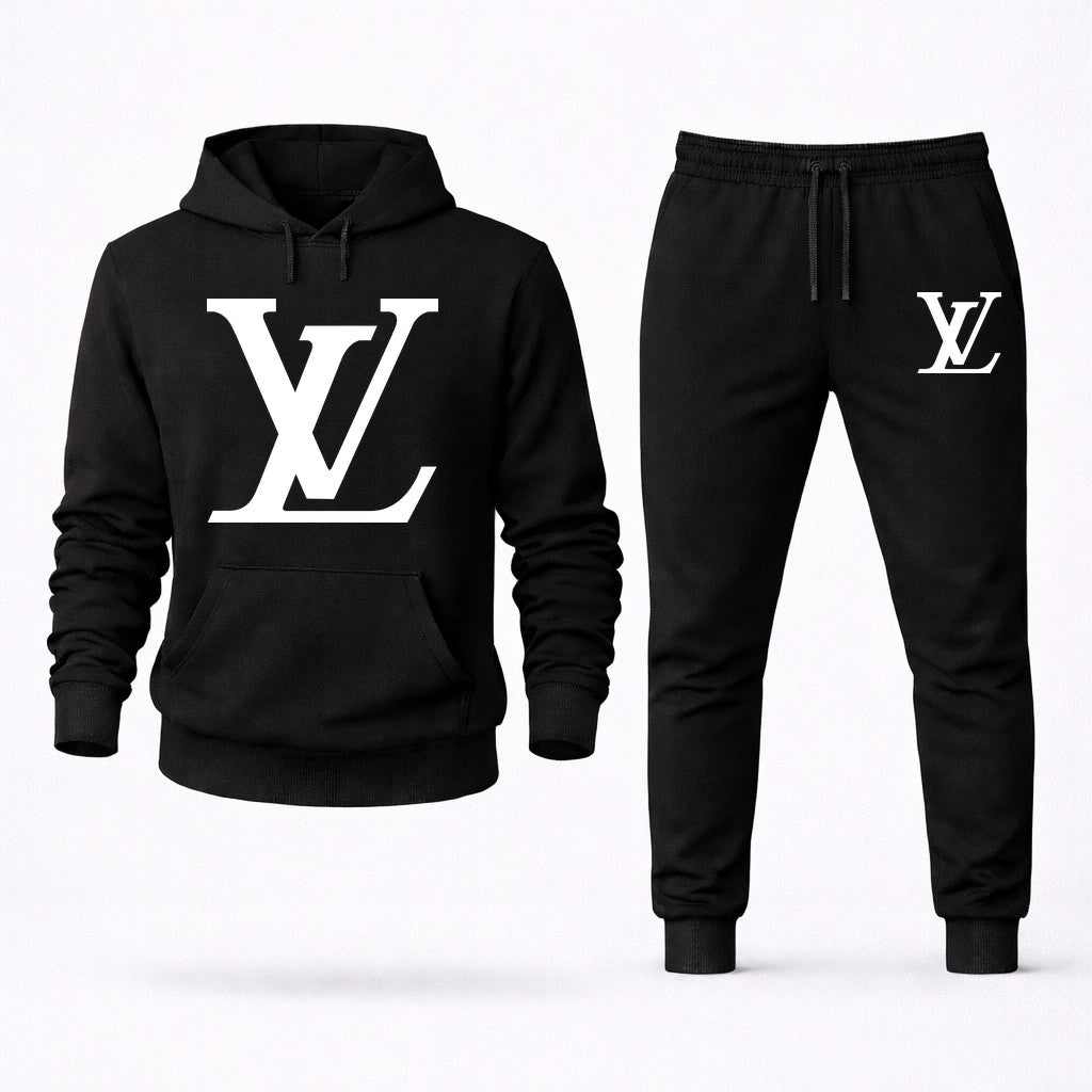 Louis Vuitton White Hoodie and Joggers Set - Black