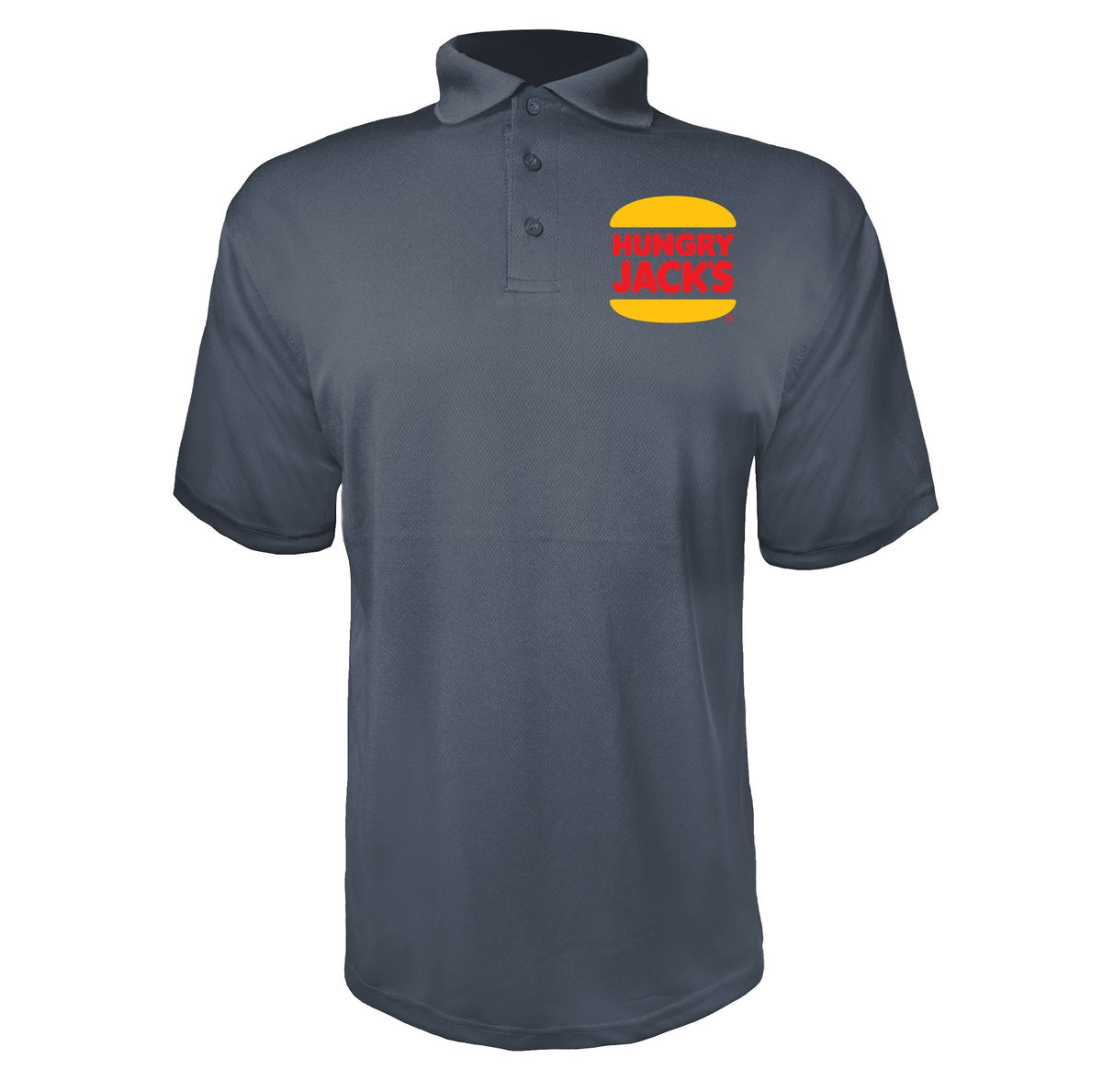 Hungry Jacks men's polyester polo in Charcoal