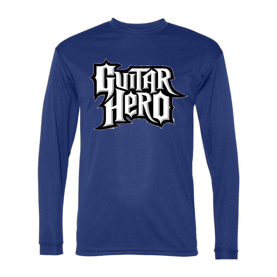 Men's Guitar Hero Polyester Long Sleeve T-Shirt - Royal Blue