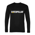 Men's Caterpillar White Logo Polyester Long Sleeve T-Shirt - Black