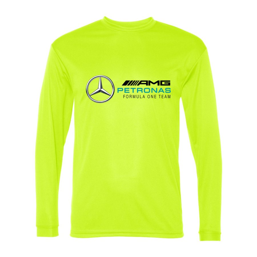 Men's Mercedes AMG Petronas Formula One Team Polyester Long Sleeve T-Shirt - Safety Yellow