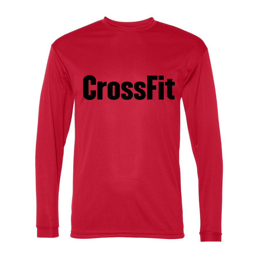 Men's CrossFit Polyester Long Sleeve T-Shirt - Red