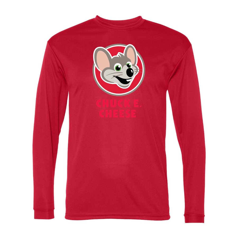 Men's Chuck E. Cheese Polyester Long Sleeve T-Shirt - Red
