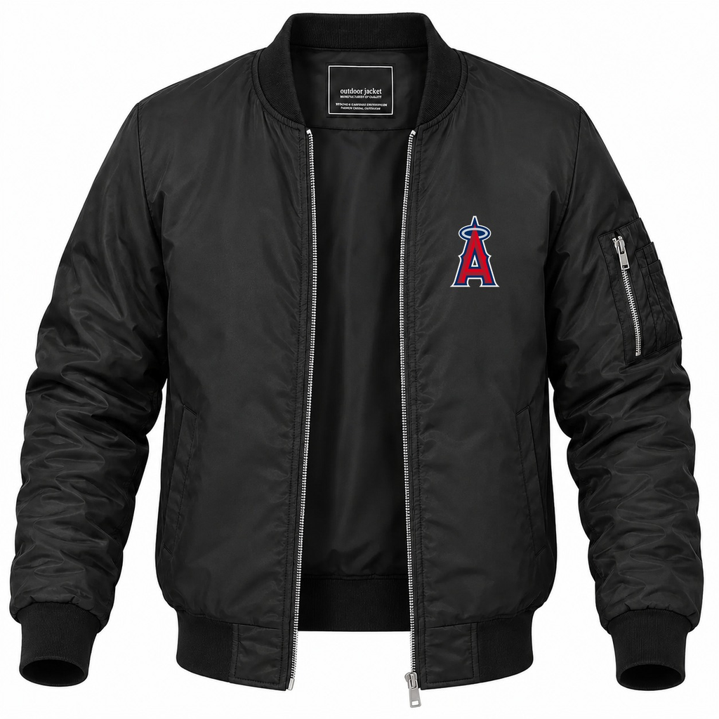 Men's Los Angeles Angels Lightweight Bomber Jacket - Black