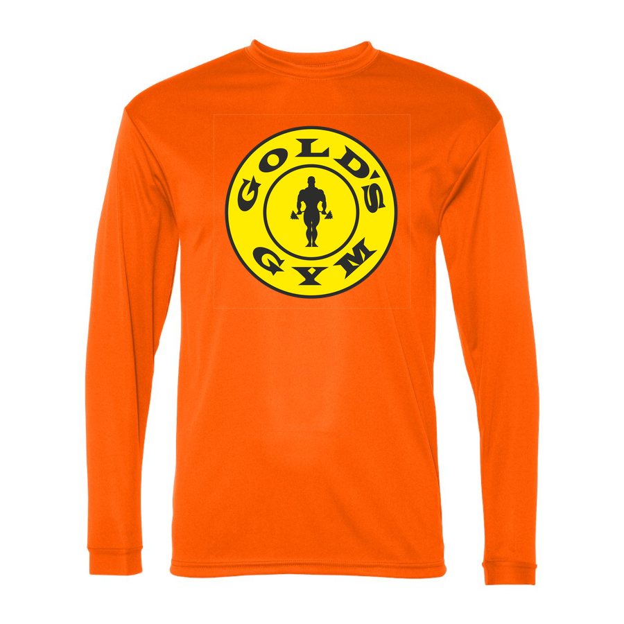 Men's Gold's Gym Polyester Long Sleeve T-Shirt - Safety Orange