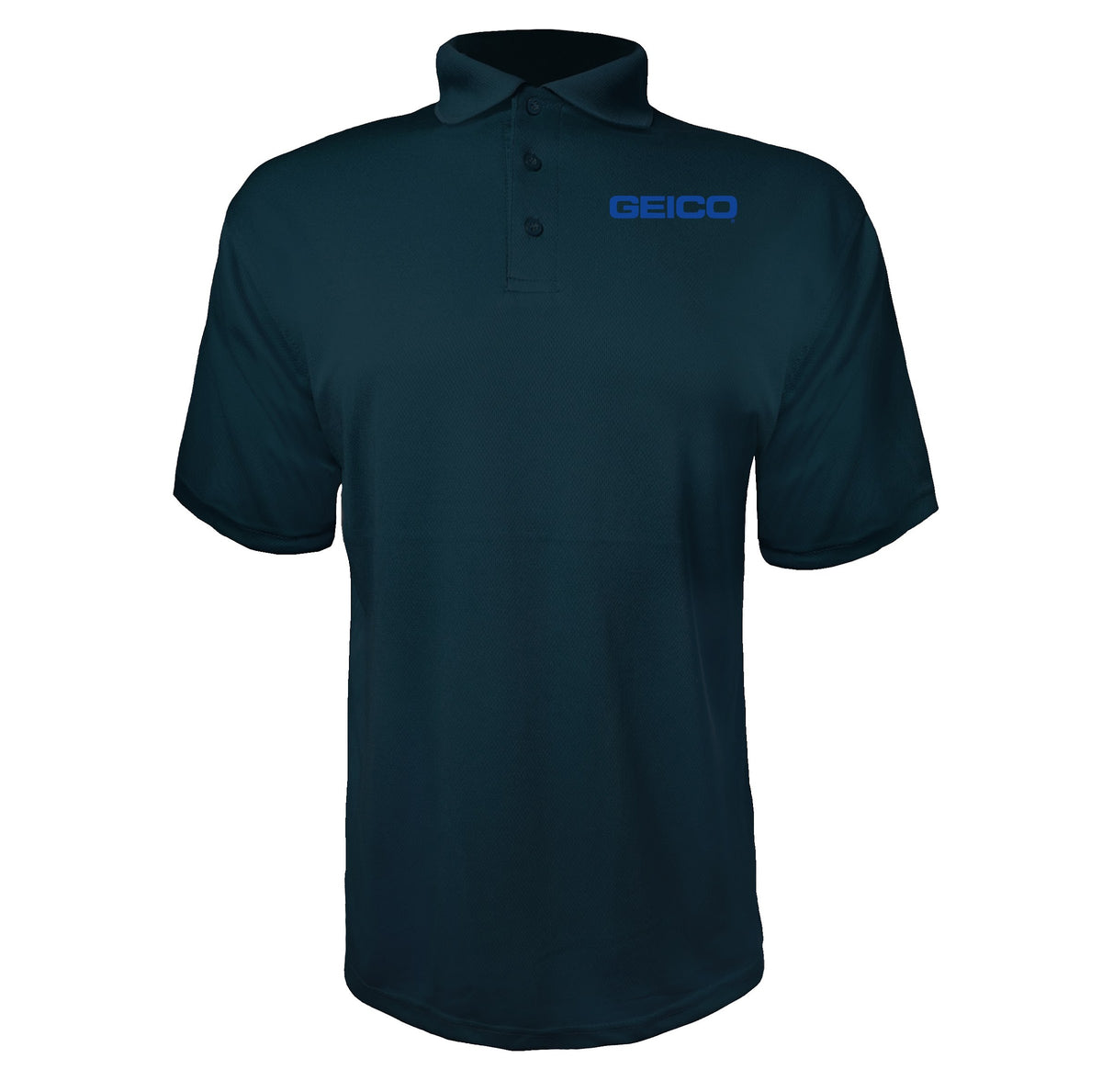 GEICO men's polyester polo in Navy