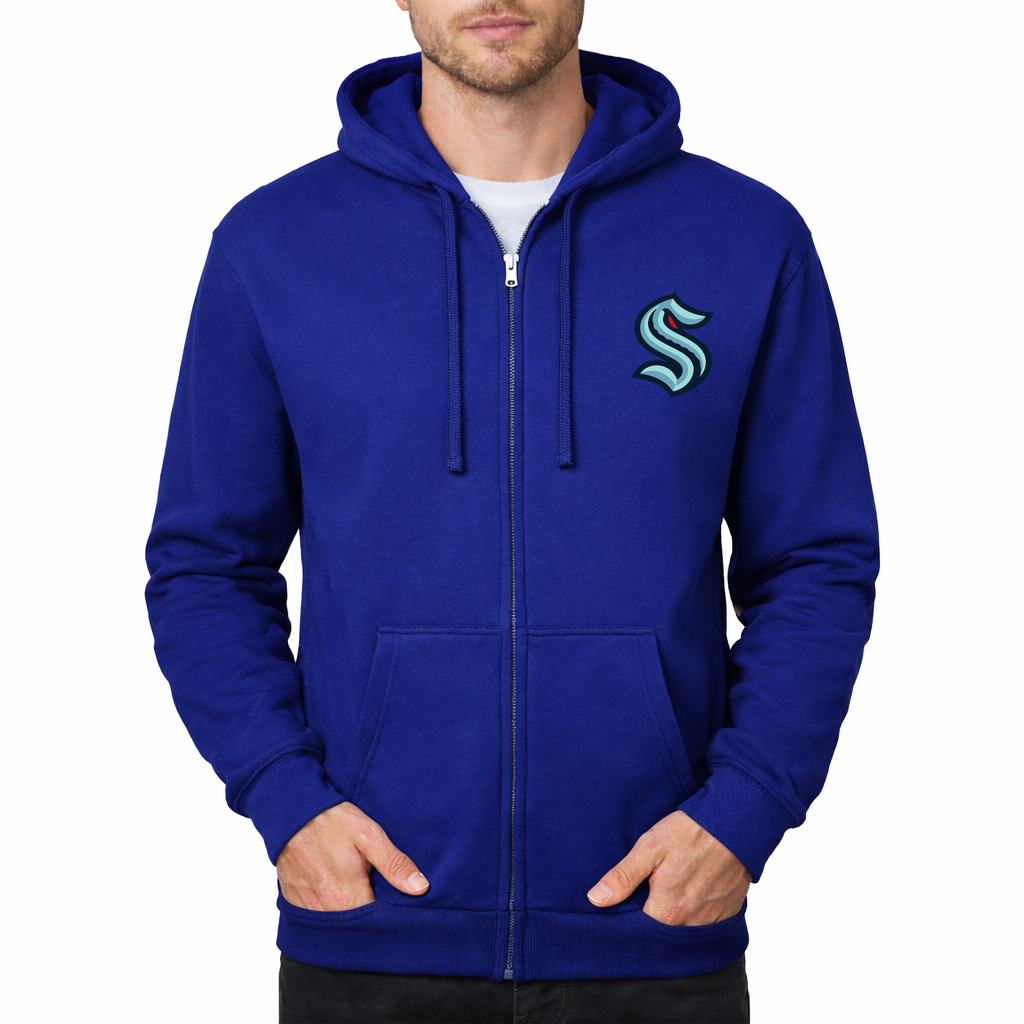 Men's Seattle Kraken Zipper Hoodie - Royal Blue