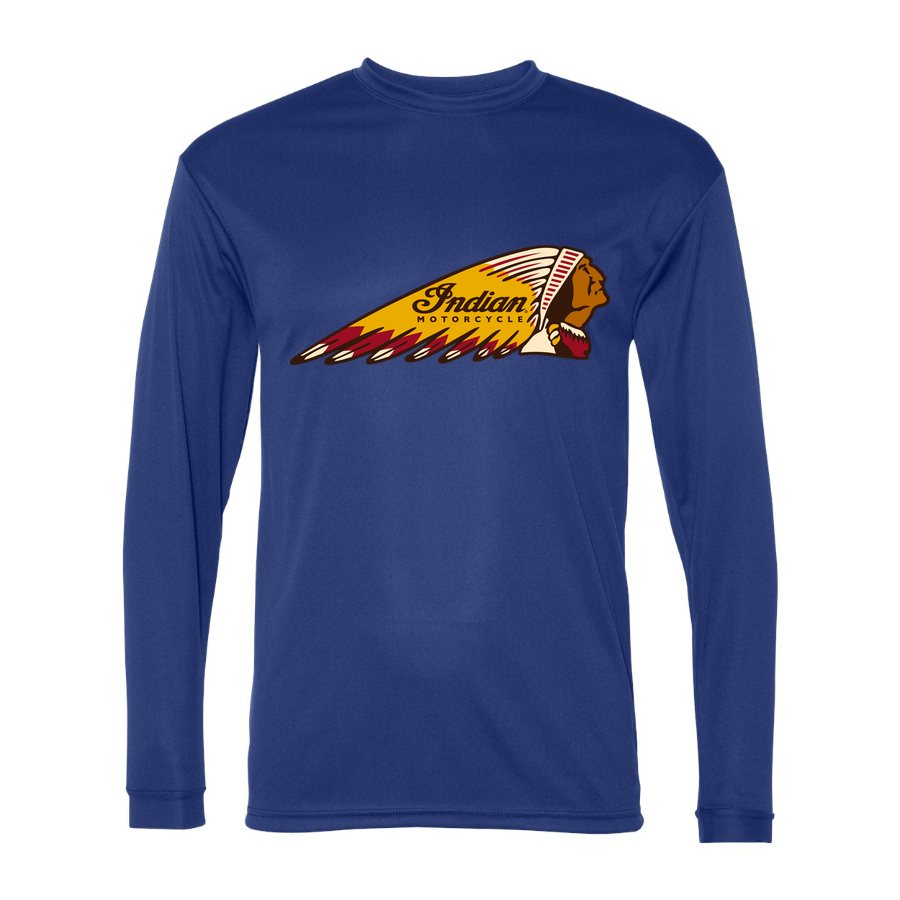 Men's Indian Motorcycle Polyester Long Sleeve T-Shirt - Royal Blue