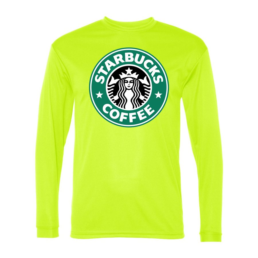 Men's Starbucks Polyester Long Sleeve T-Shirt - Safety Yellow