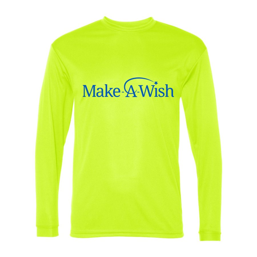 Men's Make A Wish Polyester Long Sleeve T-Shirt - Safety Yellow