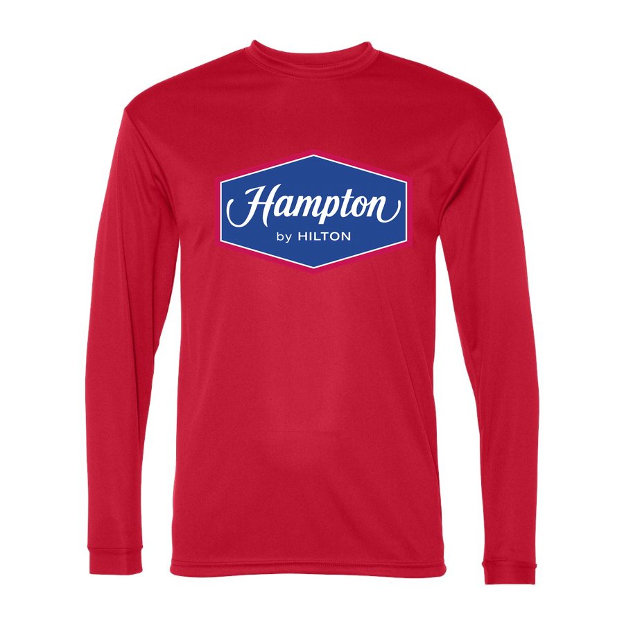 Men's Hampton Polyester Long Sleeve T-Shirt - Red