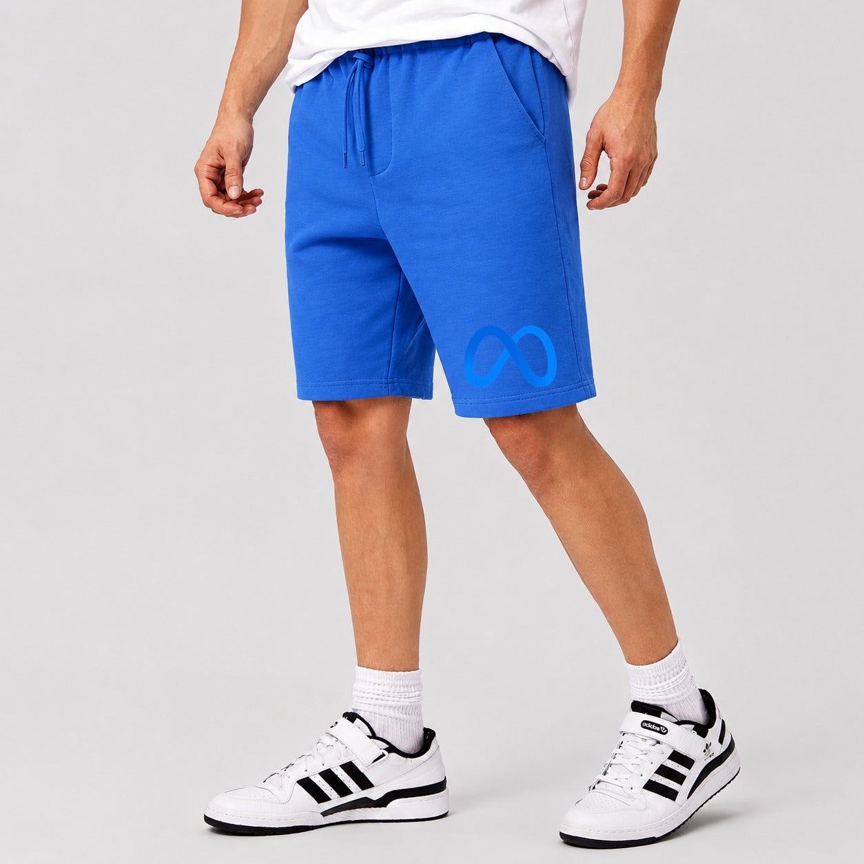 Men's Meta Logo Cotton Shorts - Azure