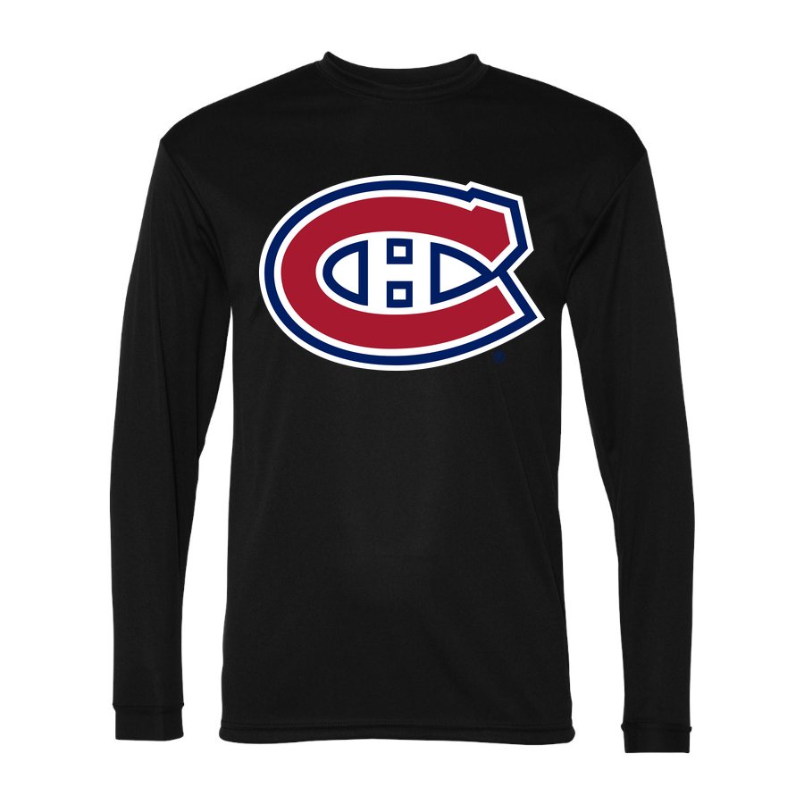 Men's Montreal Canadiens Polyester Long Sleeve T-Shirt - Black