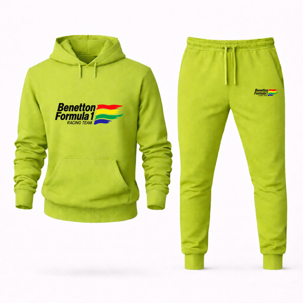 Benetton Formula 1 Racing Team Hoodie and Joggers Set - Lime Green