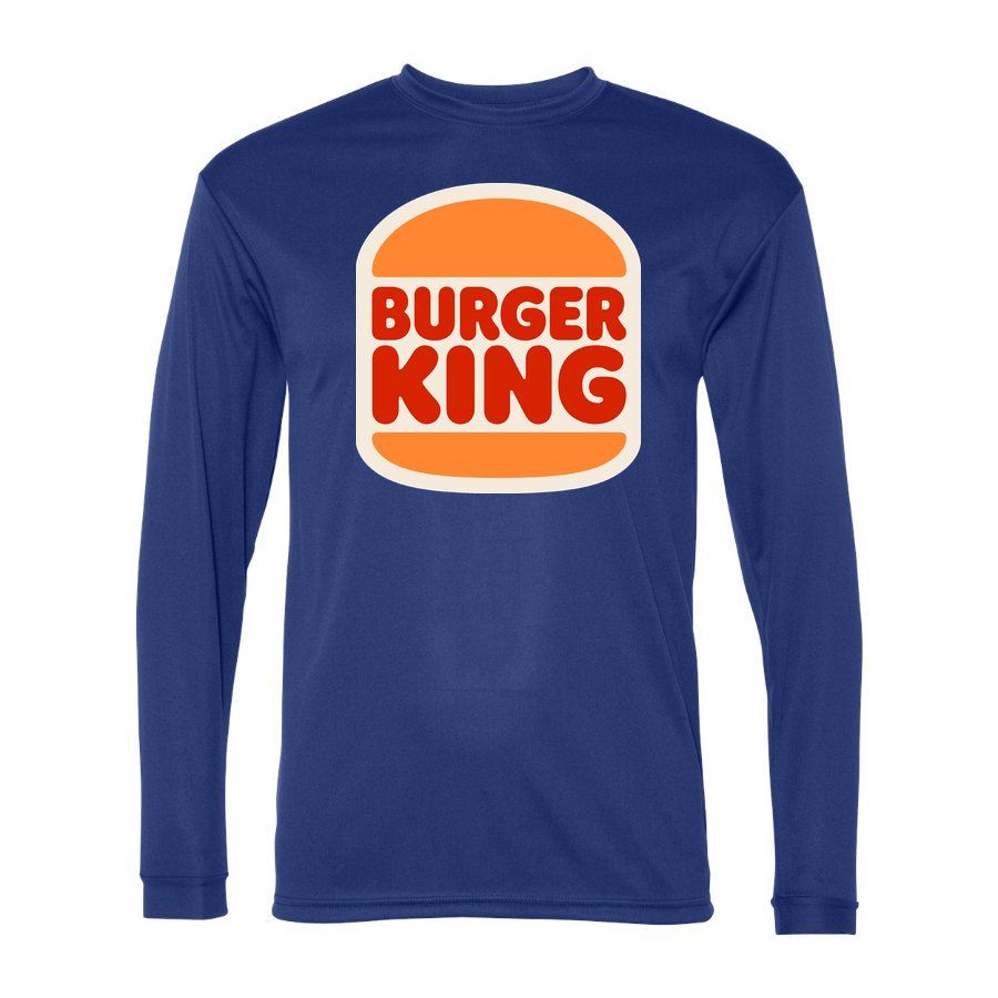 Men's Burger King Polyester Long Sleeve T-Shirt - Royal Blue