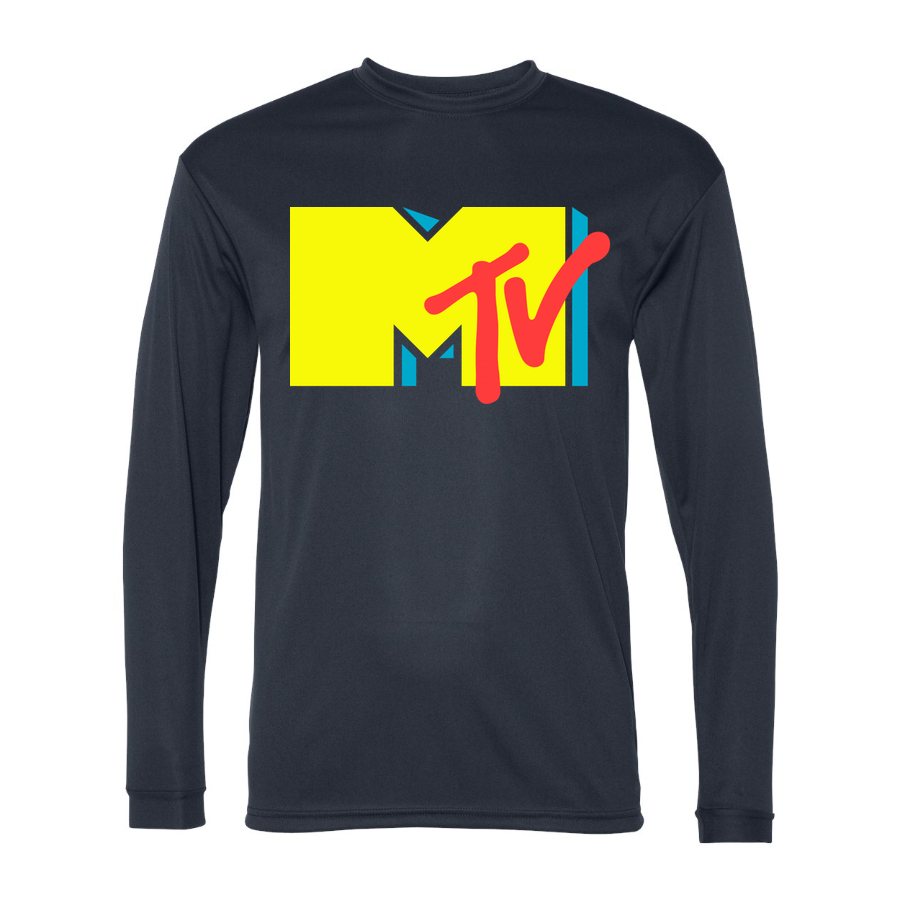 Men's mtv Polyester Long Sleeve T-Shirt - Navy
