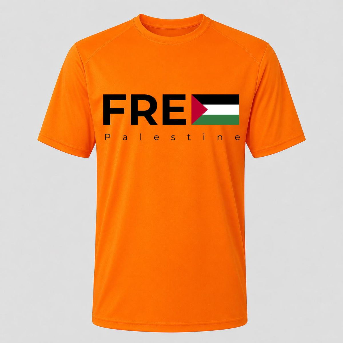 Men's Free Palestine Black Performance T-Shirt - Orange